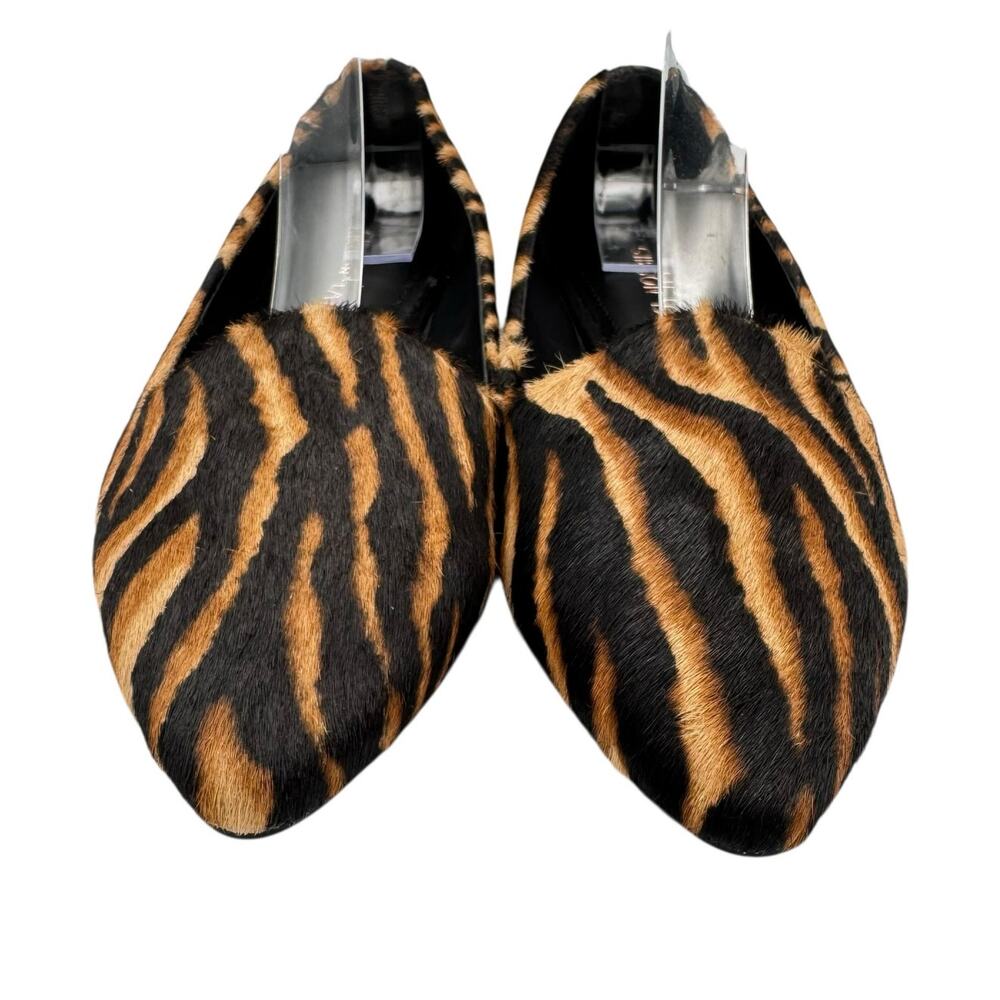 Gibson Latimer Ellie Tan & Black Tiger Print Calf Hair Pointed Toe Ballet Flats - Picture 8 of 12